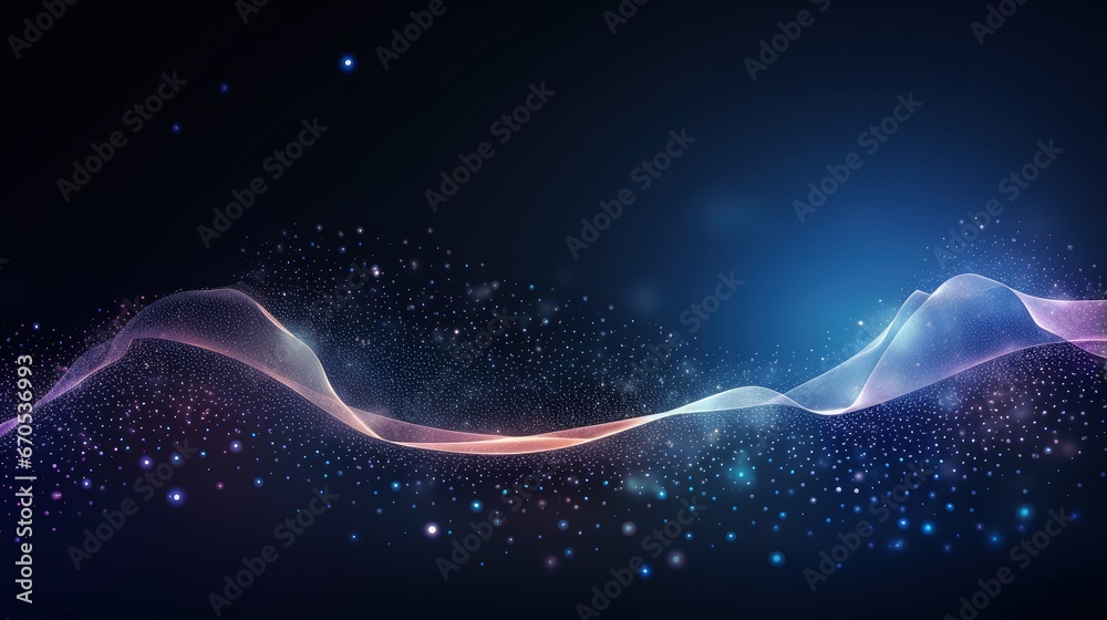 Poster Abstract dot point connect with gradient line and aesthetic Intricate wave line design , internationalization social network or business big data connection technology concept .