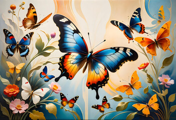 Beautiful work of art of butterflies. wallpaper background. generative ai