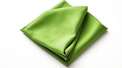 Naklejka premium Top view of single folded green linen serviette isolated on white background