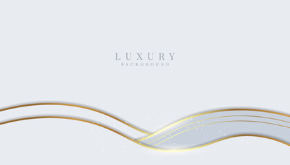 Golden wave on white background. luxury white background
