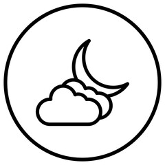 Cloudy Night Vector Icon Design Illustration