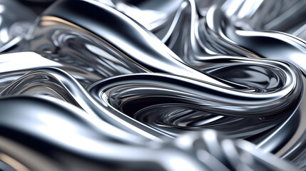 Abstract smooth and soft chrome fluid