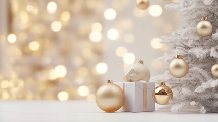 golden and white christmas tree decoration copy scape