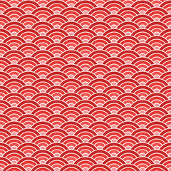 Red shade of Japanese wave pattern background. Japanese seamless pattern vector. Waves background illustration. for clothing, wrapping paper, backdrop, background, gift card.