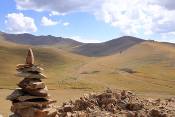 Petroglyphs at the Song kol lake in Kyrgyzstan, Central Asia