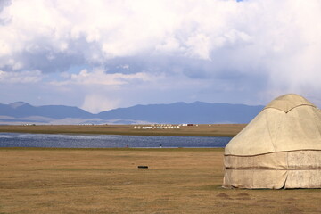 Yurts at Song kol lake Kyrgyzstan, Central Asia