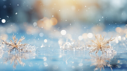 Fototapeta na wymiar Beautiful festive winter background, shiny snowflakes, snow-white falling sparkling snow, out of focus