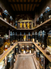 Ho Chi Minh City, Vietnam - Medicinal wines on display at The Museum of Traditional Vietnamese...