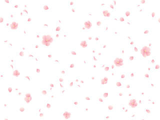 Fototapeta na wymiar グラデーションな桜の花と花びらの桜吹雪シームレス背景イラスト