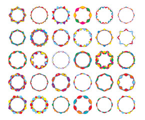 Abstract colored twisted round frames set bright festival design elements