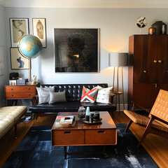 Vintage pieces with modern elements to create a space that is both nostalgic and contemporary. Interior Design.