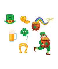7 St Patricks Day Vector Icons With Beer And Leprechaun
