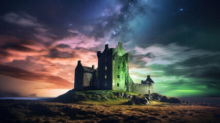Amaizing castle photography during the night with milkyway and a bit of glow from northern lights.