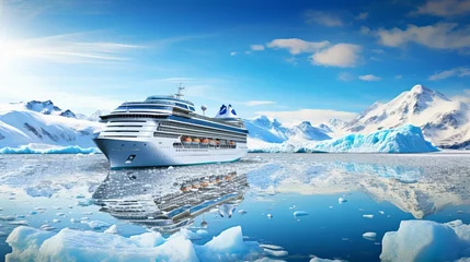 Foto op Plexiglas Cruise ship in Canada's or Antarctica's breathtaking northern landscape with ice glaciers © Suleyman