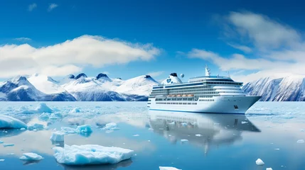  Cruise ship in Canada's or Antarctica's breathtaking northern landscape with ice glaciers © PhotoVibe