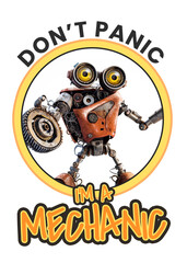 Don't panic I'm mechanic page template for website Web Under Maintenance web page. 