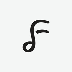Fototapeta premium creative abstract letter F with musical note logo design