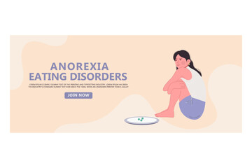 Anorexia eating disorder banner template