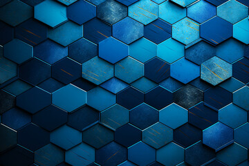 Arrière plan en hexagones bleus - obrazy, fototapety, plakaty