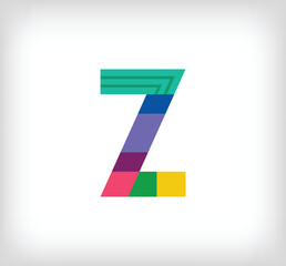 Creative abstract letter Z multicolored linear logo. Modern lettering lines with new pop art colors. Font alphabet template. Creative education geometric.vector