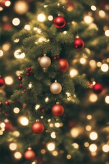 decorated christmas tree with blur background