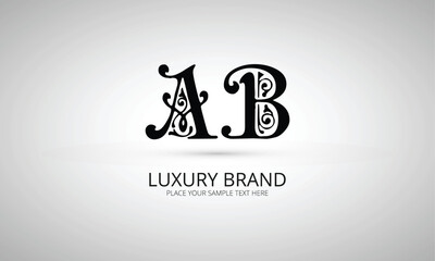  AB initials monogram letter text alphabet logo design