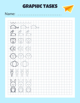 Graphic tasks by cells. Educational game for kids.