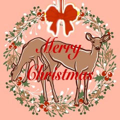 deer with christmas vector