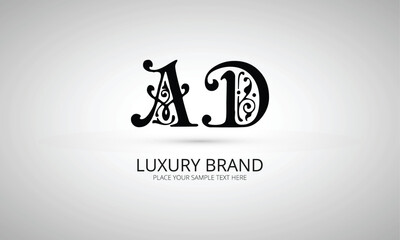  AD initials monogram letter text alphabet logo design