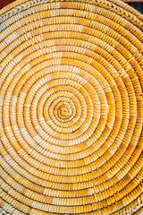 Fototapeta premium background of bamboo branches fence wicker basket straws