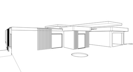 Modern villa architectural 3d rendering
