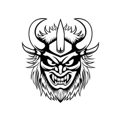 Samurai Mask Vector Logo. Ronin Onimask Demon Vector Mascot template