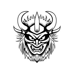 Samurai Mask Vector Logo. Ronin Onimask Demon Vector Mascot template