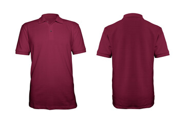 Maroon Plain Short Sleeve Polo Shirt with Front and Back Design Template