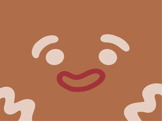 Cute Christmas gingerbread man face wallpaper. Hand drawn vector illustration in flat style.