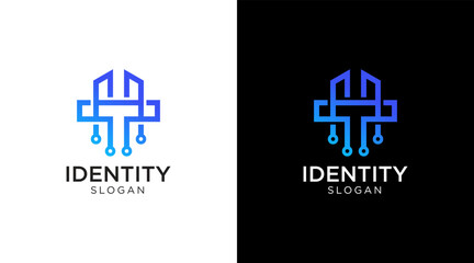 Obraz premium initial letter H and T technology logo design template