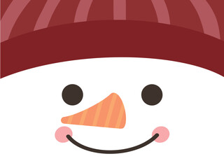 Cute Christmas snowman face wallpaper. Hand drawn vector illustration in flat style.