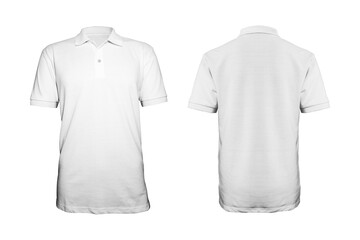 White Plain Short Sleeve Polo Shirt with Front and Back Design Template