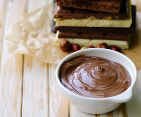 dessert natural chocolate, paste, sauce, bars