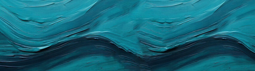 Closeup of abstract rough turquoise art painting, with oil brushstroke, pallet knife painting with...