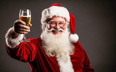 Smiling ruddy Santa Claus drinking a glass of beer © Giordano Aita