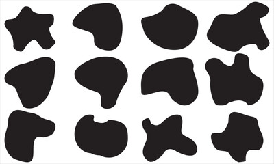 12 Modern organic blob shape abstract elements graphic flat style design. Vector illustration