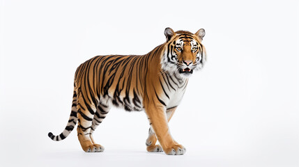 A tiger on a white background