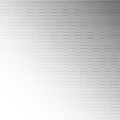 Corner with a halftone raster gradient pattern of small black squares on a white background. Vector screentone retro illustration for comic and manga books