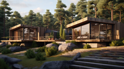 Cozy cabin in woods. Great idea for developers. Large windows and nice view to local landscape.
