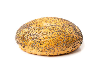 Poppy Seed Bagel Isolated, One Round Bread Bun, Poppyseed Wheat Bakery for Breakfast