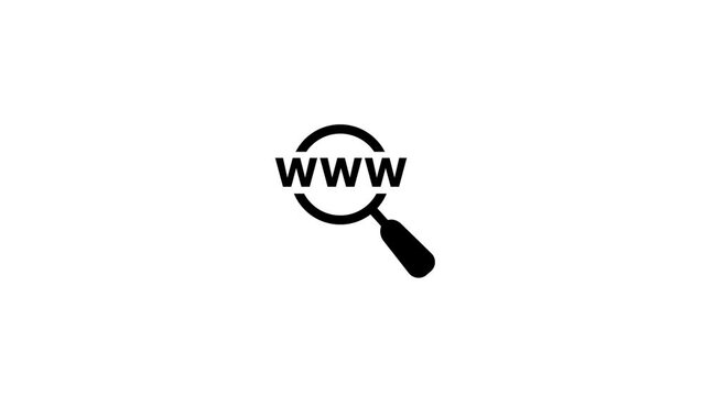 Web address search magnifying glass icon www text animation. k1_1766