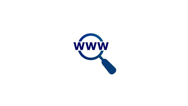 Web address search magnifying glass icon www text animation. k1_1767