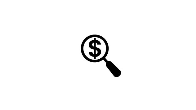 Search Magnifying glass icon on dollar sign animation. k1_1774