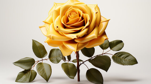 3d rendered photo of yellow rose made with generative AI